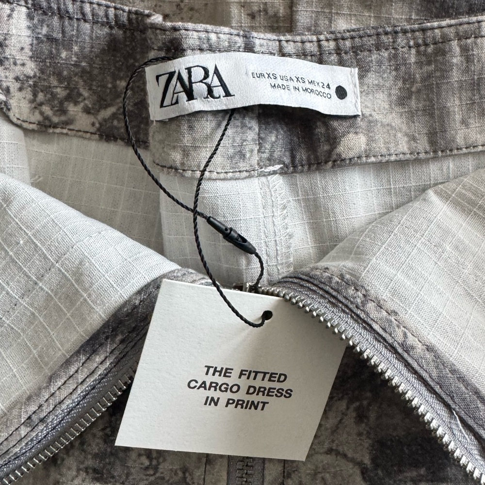 Zara Strapless Dress Cargo Utility Midi Camo Print body con NWT XS Blogger Fave - Picture 6 of 11